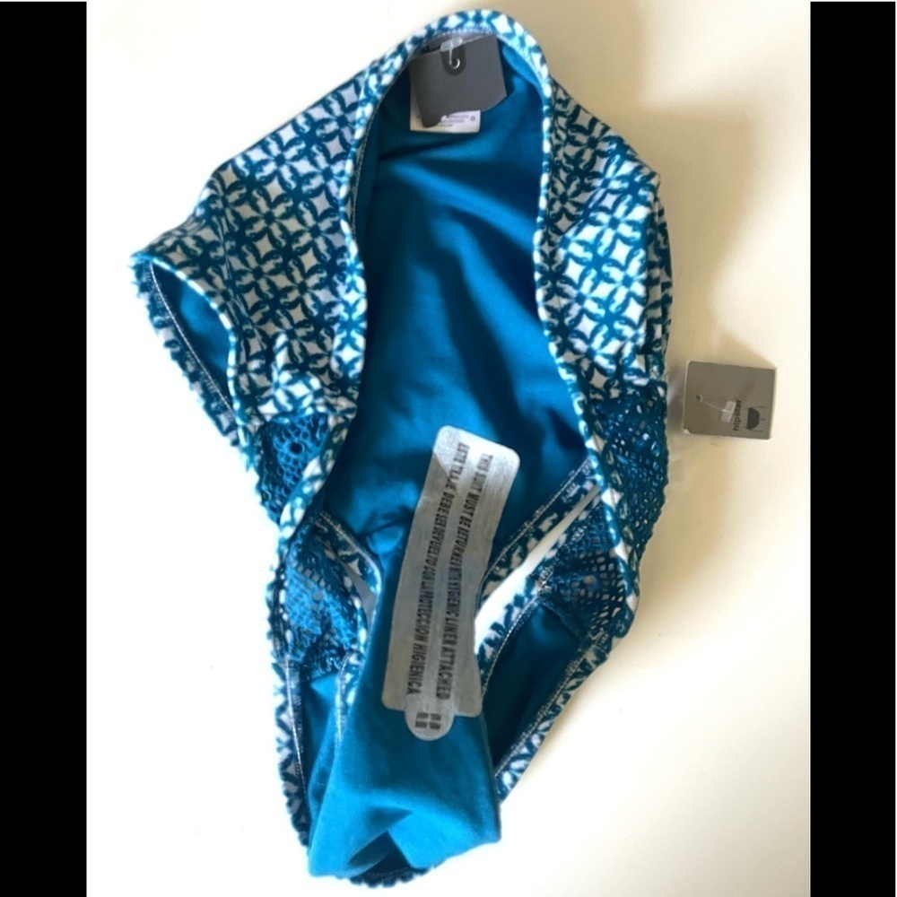 MOSSIMO teal print side lace hipster bikini bottom size XL - Picture 4 of 9
